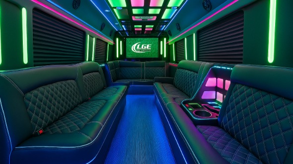 Interior of Charter Bus Company Lombard's Party Bus in Lombard