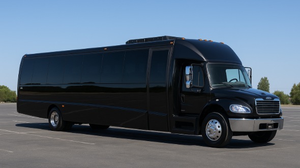Exterior of Charter Bus Company Lombard's Party Bus in Lombard