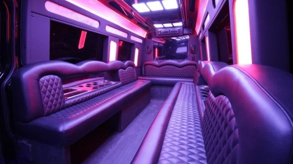 Interior of Charter Bus Company Lombard's Sprinter Limo in Lombard