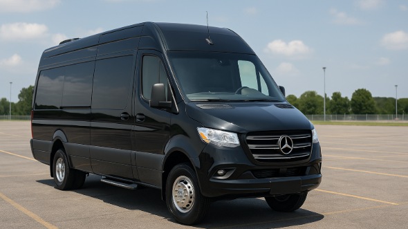 Exterior of Charter Bus Company Lombard's Sprinter Van Rental With Driver in Lombard